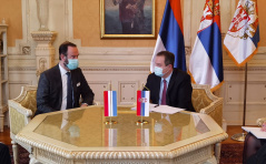 1 February 2021 National Assembly Speaker Ivica Dacic and the Ambassador of the Kingdom of the Netherlands to Serbia Gilles Beschoor Plug
